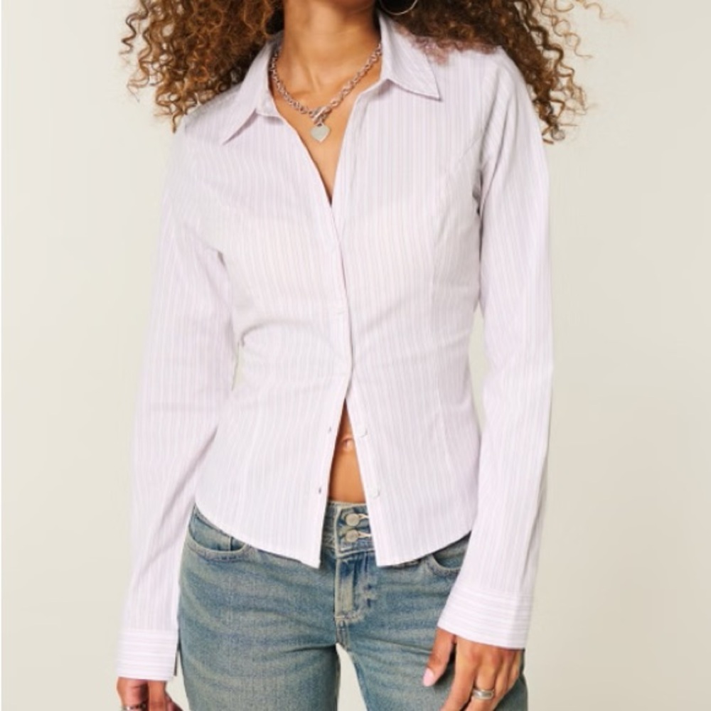 Hollister Stretch Poplin Button-Through Shirt
